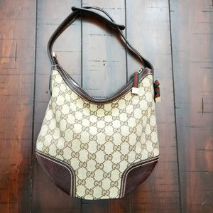 Gucci Princy GG Canvas Hobo Bag Small Brown Tan